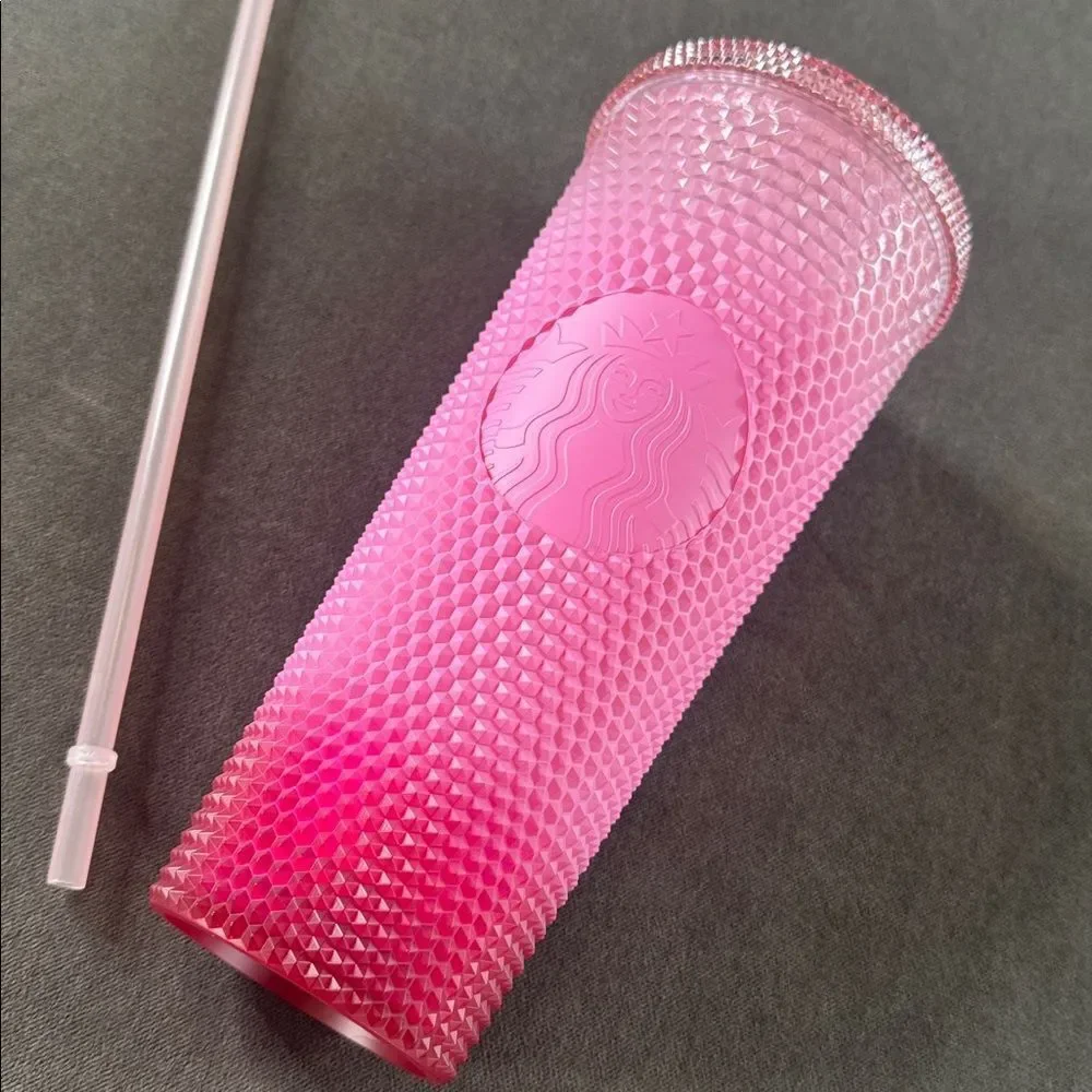 Starbucks Venti Pink Gradient Ombré Studded Tumbler  24oz NEW